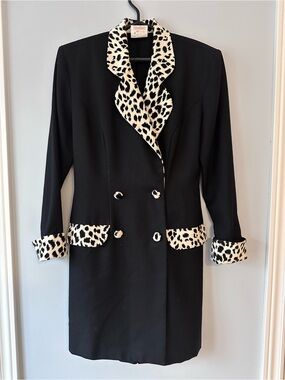 Lori Ann Montreal Vintage 1980s Black Leopard Blazer Romper | Size 5/6